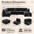 Modular Sectional Sofa Black Corduroy Convertible Sleeper