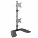 Star Tech Vertical Dual Monitor Stand - Ergonomic Desktop Stacked Two Monitor Stand up to 27 inch VESA Mount Displays - Free Standing Universal Monitor Mount - Height Adjustable - Silver
