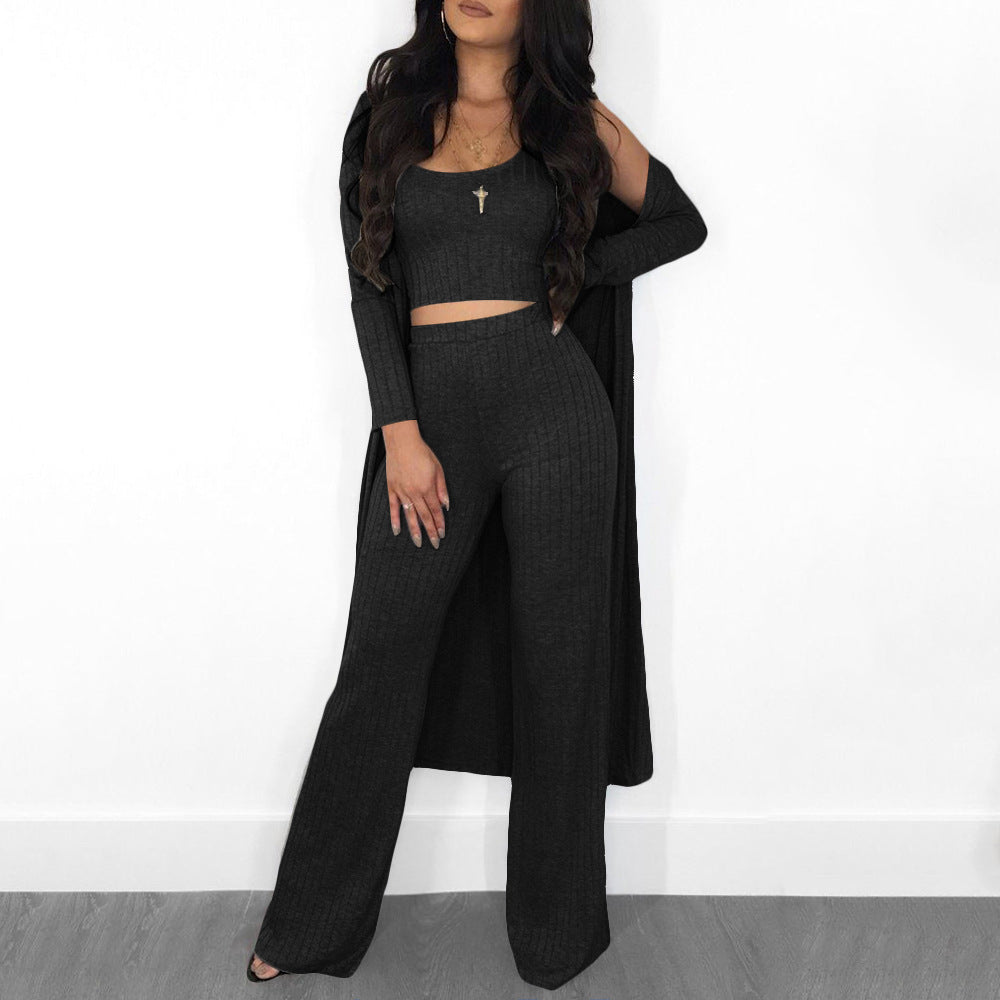 Fashionable Autumn Winter Striped Long Sleeve Set