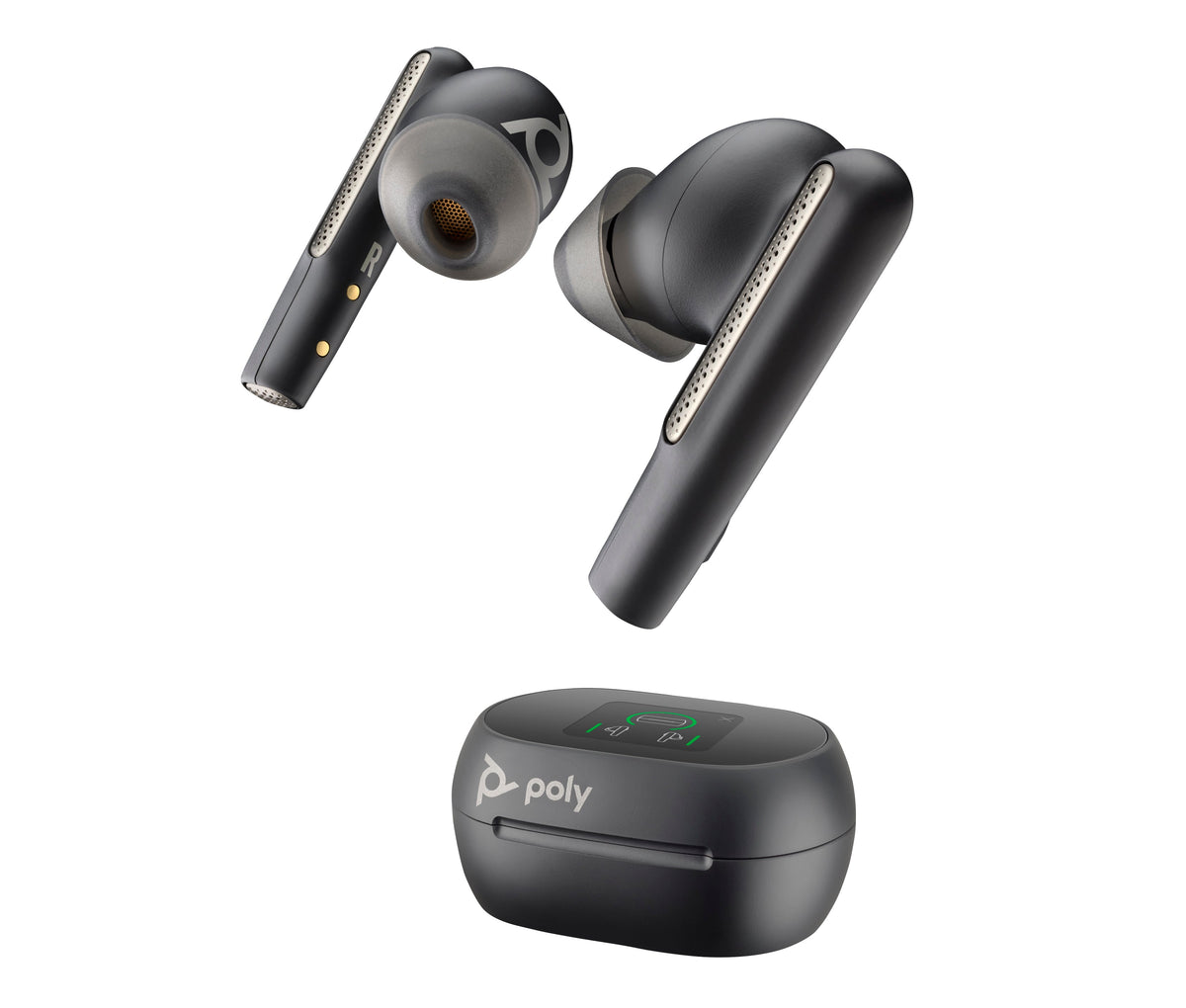 HP Poly Voyager Free 60+ UC Carbon Black Earbuds +BT700 USB-C Adapter +Touchscreen Charge Case