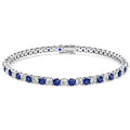 7.50 CTW AGI Certified Lab Created Blue Sapphire & Diamond Tennis Bracelet in 14K White Gold Overlay-0