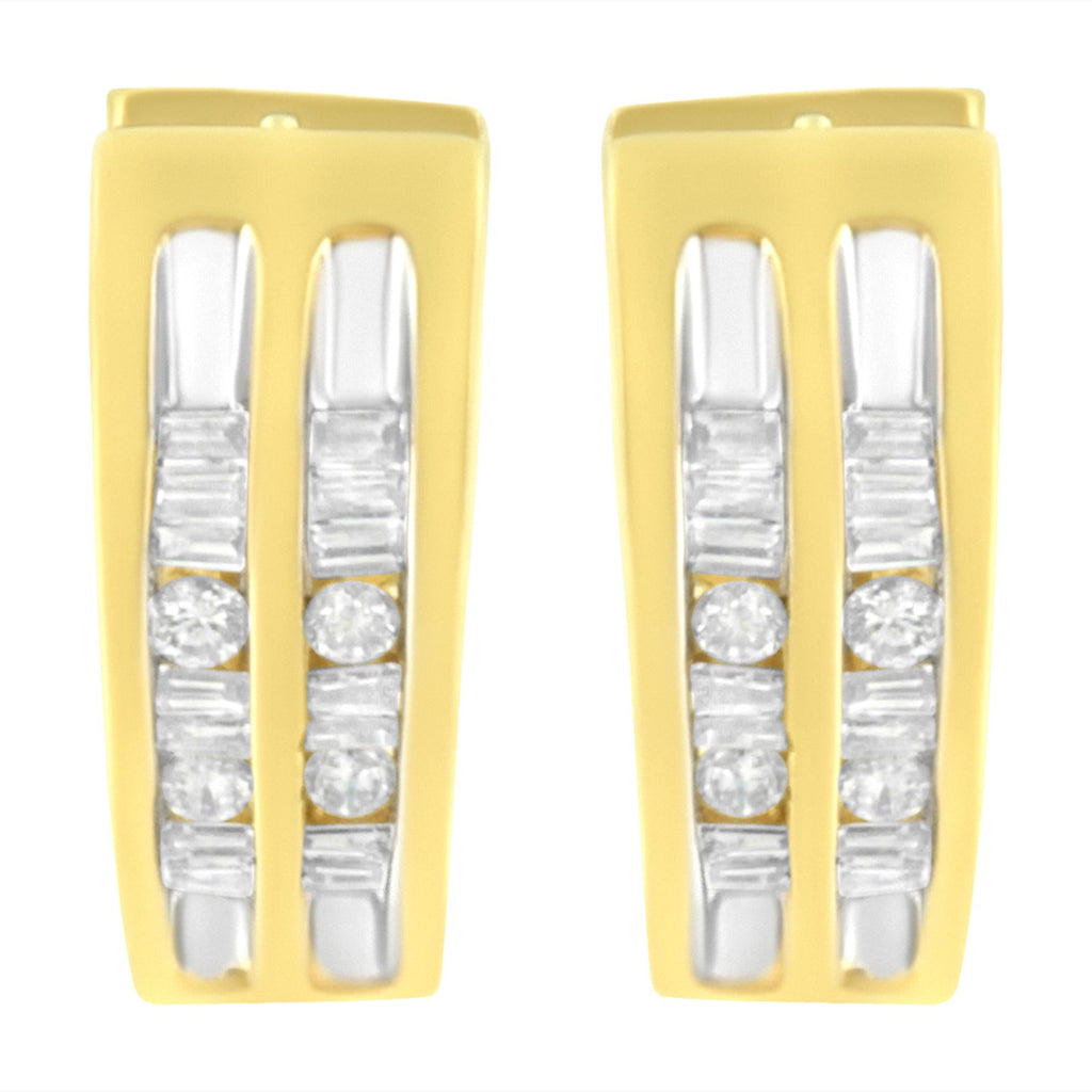 10K Yellow Gold 1/2 cttw Diamond Huggy Heart Hoop Earrings (I-J Clarity, I2-I3 Color)-3