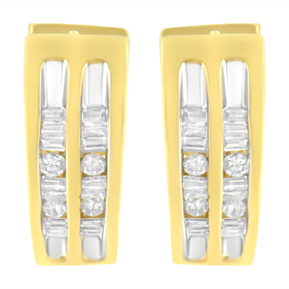 10K Yellow Gold 1/2 cttw Diamond Huggy Heart Hoop Earrings (I-J Clarity, I2-I3 Color)-3