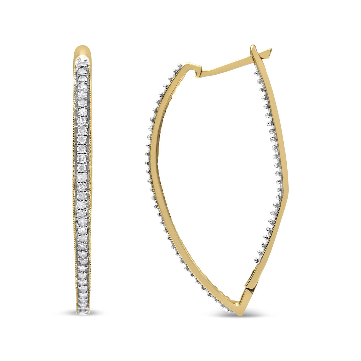 10k Yellow Gold Round Cut Diamond Earrings (1 cttw, I-J Color, I2-I3 Clarity)-3