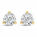 14K White Gold 3-Prong Martini Set Brilliant Round-Cut Solitaire Lab Grown Diamond Screwback Stud Earrings