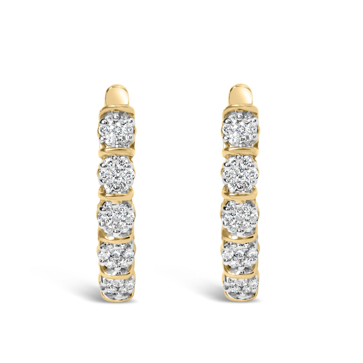 14k Yellow Gold 1/2 Cttw Diamond Cluster Hoop Earrings (H-I Color, SI2-I1 Clarity)-1