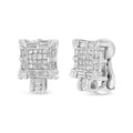14K White Gold 1.0 Cttw Princess and Baguette-Cut Diamond Square Framed Huggie Hoop Omega Earrings (H-I Color, SI1-SI2 Clarity)-0