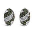 14K White Gold 2.00 Cttw White and Treated Blue Diamond Oval Shield Omega Back Earrings (H-I Color, SI1-SI2 Clarity)-0
