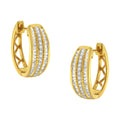 10K Yellow Gold 3/4 Cttw Pave and Channel Set Diamond Triple Row Modern Hoop Earrings (I-J Color, I2-I3 Clarity)-0