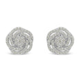 10k White Gold Rose-Cut Diamond Floral Cluster Earrings (1 cttw, I-J Color, I2-I3 Clarity)-0