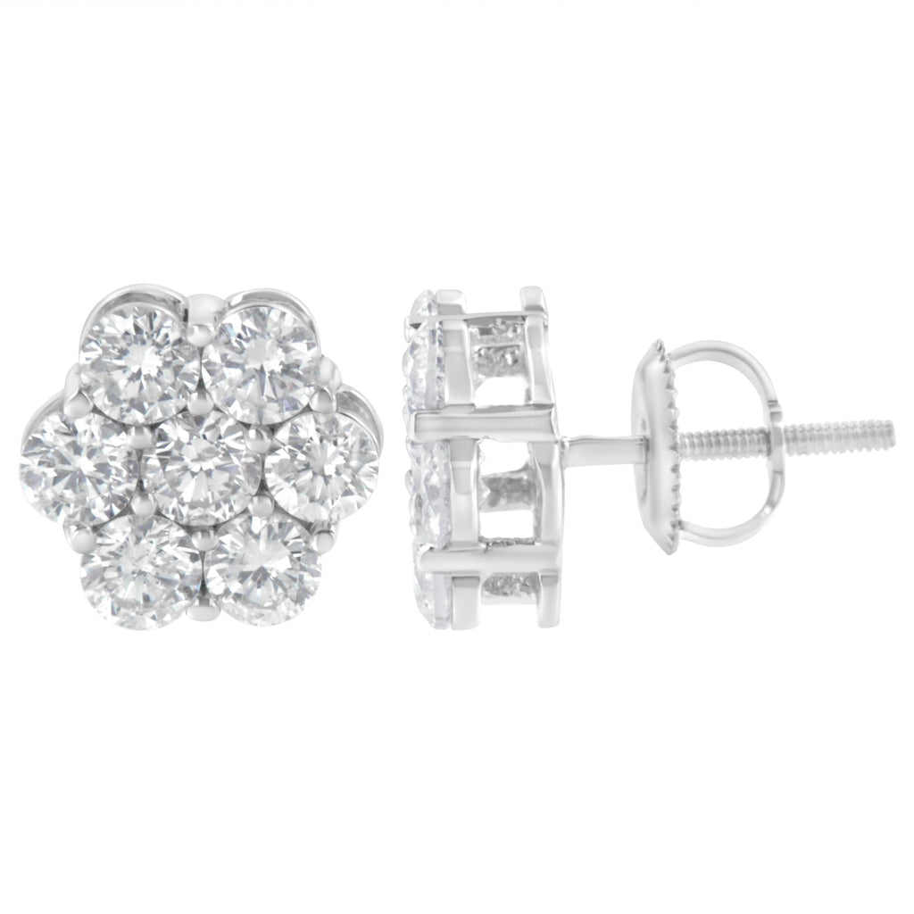 Sterling Silver 2 cttw Floral Composite 7 Stone Diamond Stud Earring (I-J, I1-I2)-1