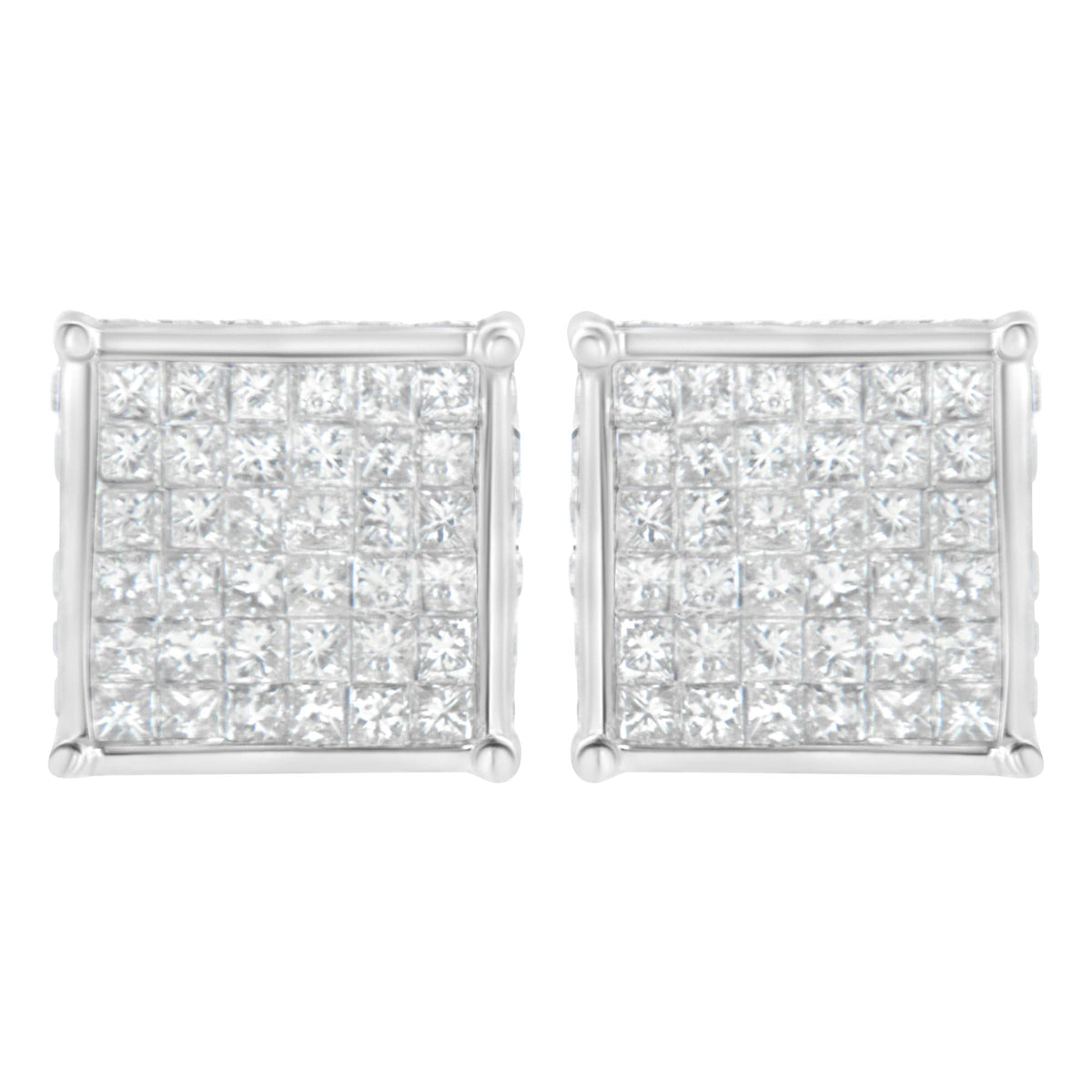 10K White Gold 2ct TDW Princess-Cut Composite Diamond Stud Earring (I-J ,I2-I3)-0