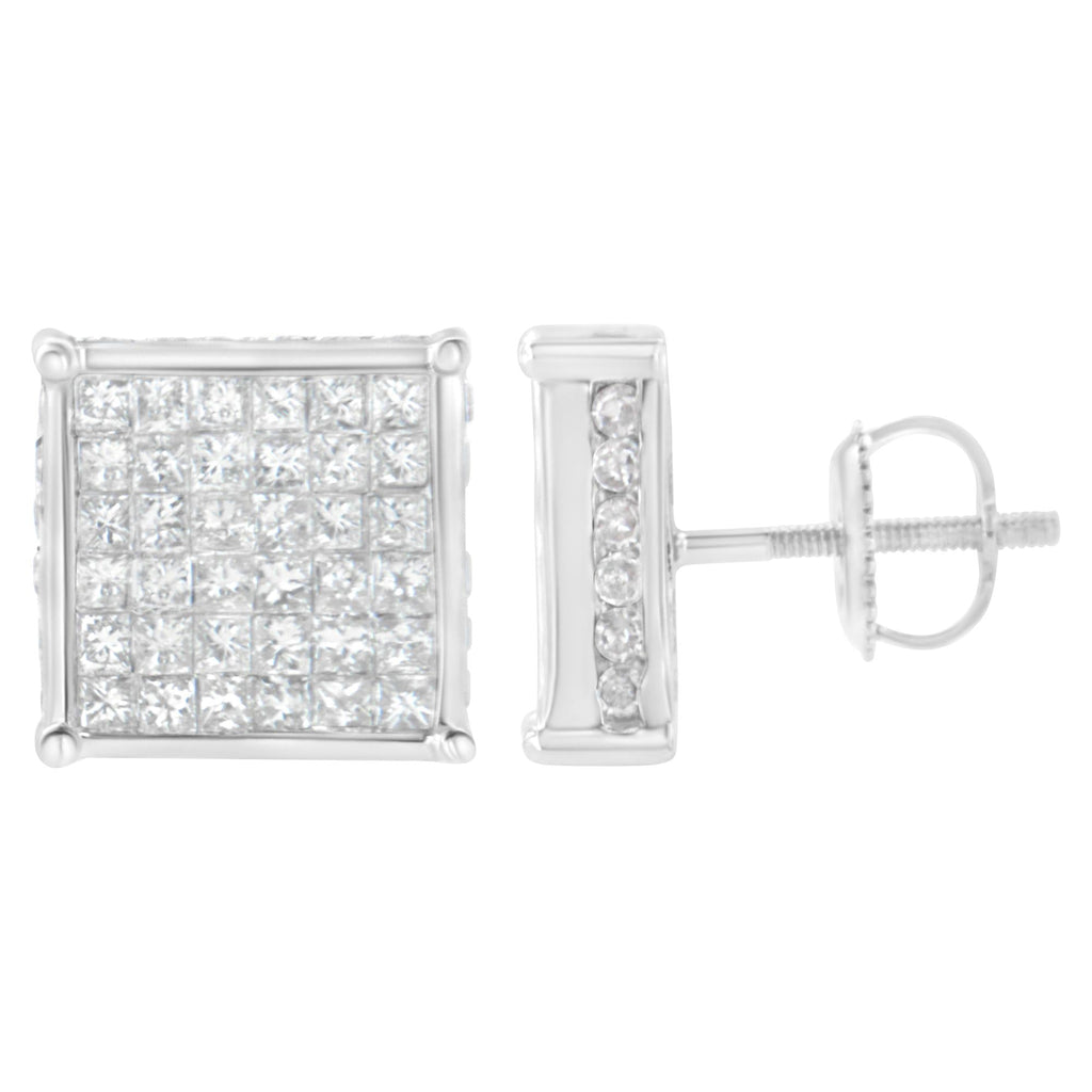10K White Gold 2ct TDW Princess-Cut Composite Diamond Stud Earring (I-J ,I2-I3)-1