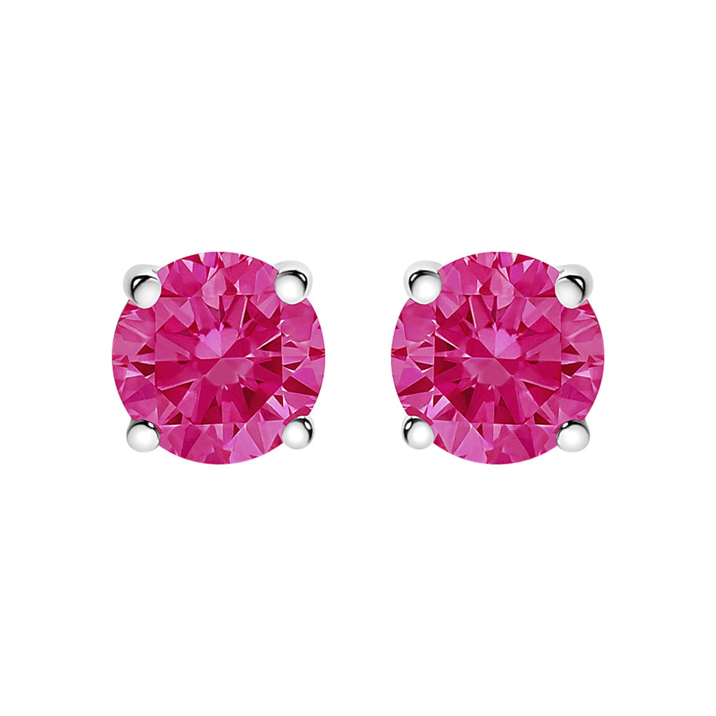10K White Gold 1/2 Cttw Lab Created Round Brilliant Cut Pink Diamond Classic 4-Prong Solitaire Stud Earrings (Fancy Pink Color, VVS2-VS1 Clarity)-1