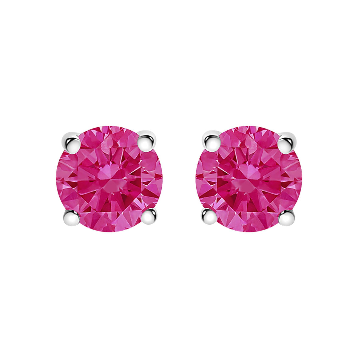 10K White Gold 1/2 Cttw Lab Created Round Brilliant Cut Pink Diamond Classic 4-Prong Solitaire Stud Earrings (Fancy Pink Color, VVS2-VS1 Clarity)-1