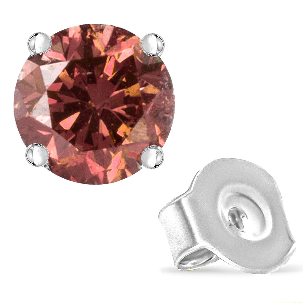 10K White Gold 1/2 Cttw Lab Created Round Brilliant Cut Pink Diamond Classic 4-Prong Solitaire Stud Earrings (Fancy Pink Color, VVS2-VS1 Clarity)-4