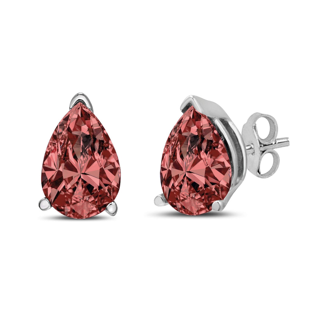 14K White Gold 1/2 Cttw Lab Grown Pink Pear Diamond 3 Prong Set Martini Solitaire Stud Earrings (Pink Color, VS2-SI1 Clarity)-0