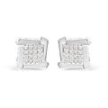 10K White Gold 1/2 Cttw Composite  Princess Diamond Square and Swirl Stud Earrings (I-J Color, I1-I2 Clarity)-0