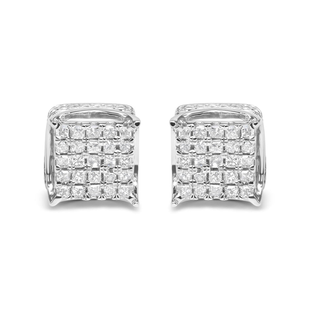 10K White Gold 1/2 Cttw Princess Cut Diamond Square Shaped Multi Stone Stud Earrings (H-I Color, SI1-SI2 Clarity)-0