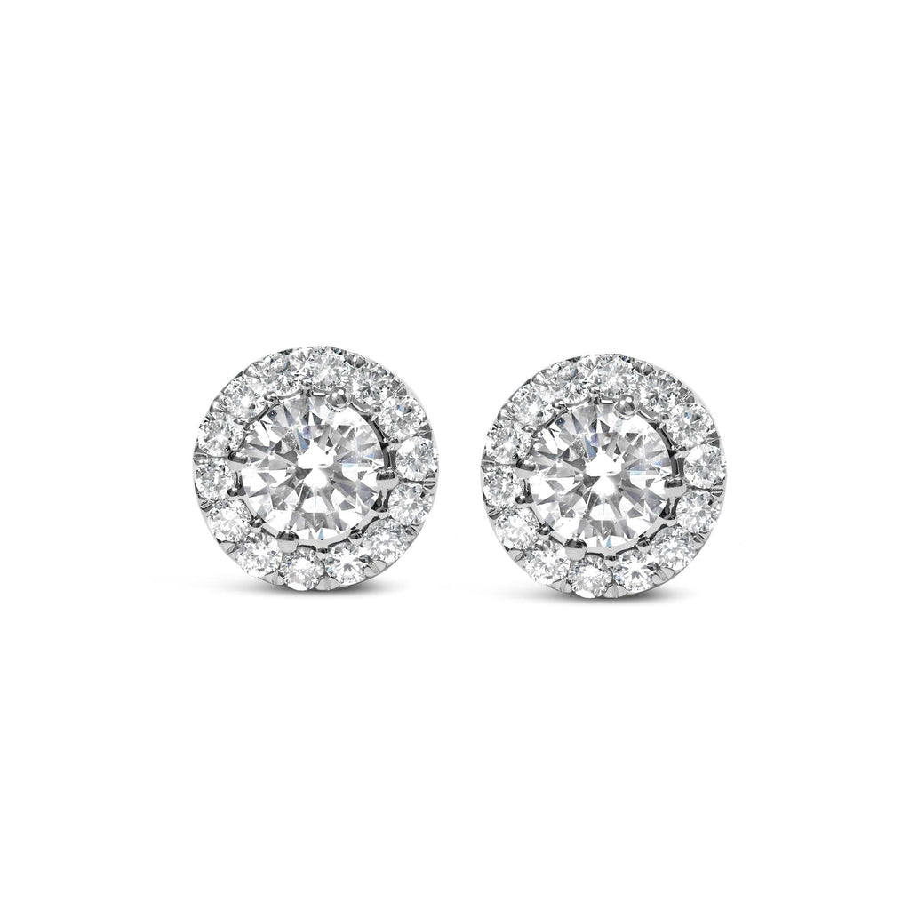 14K White Gold 3.0 Cttw Lab-Grown Diamond Hidden Halo Stud Earrings