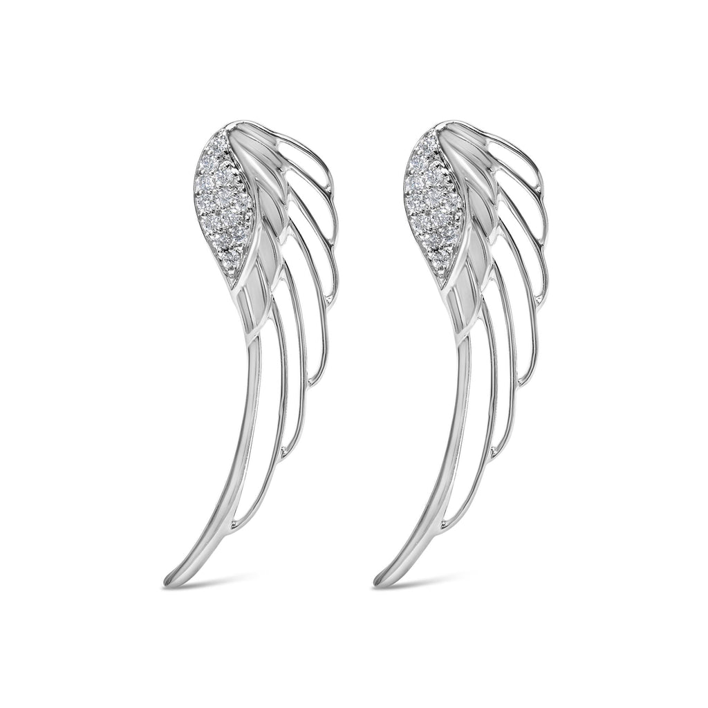 14K White Gold 1/4 Cttw Lab Grown Diamond Angel Wing Stud Earrings (F-G Color, VS1-VS2 Clarity)-0