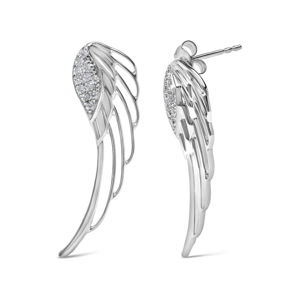 14K White Gold 1/4 Cttw Lab Grown Diamond Angel Wing Stud Earrings (F-G Color, VS1-VS2 Clarity)-1