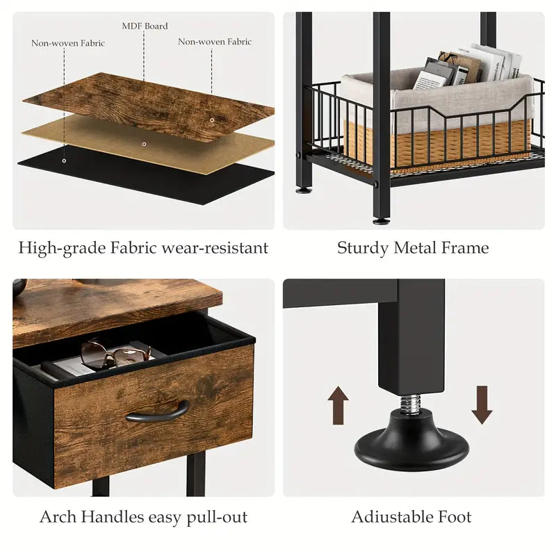 NNETM Versatile Bedside Table Organizer - Brown-2