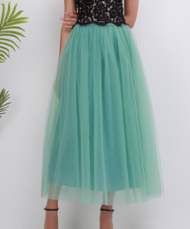 High-Waisted Mesh Midi Skirt for Women