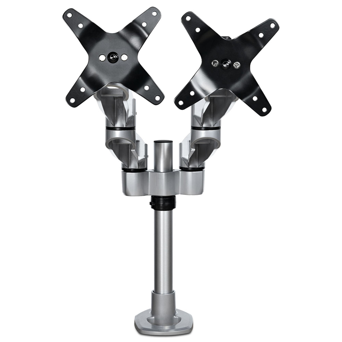 Star Tech Desk Mount Dual Monitor Arm - Premium Articulating Monitor Arm - up to 30” VESA Mount Displays - Height Adjustable Monitor Mount - Rotate/Tilt/Swivel - Clamp/Grommet - Silver