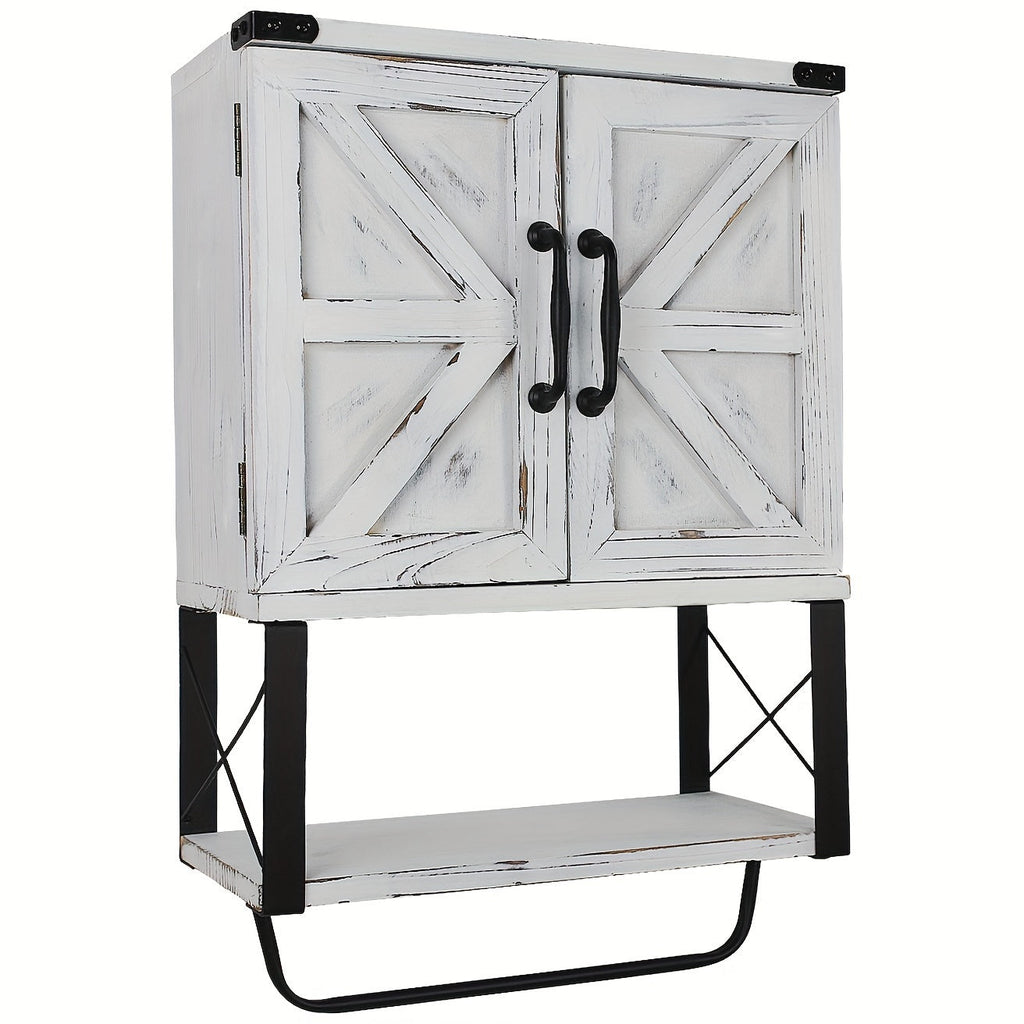 NNETM Wall Bathroom Cabinet with Towel Shelf-2