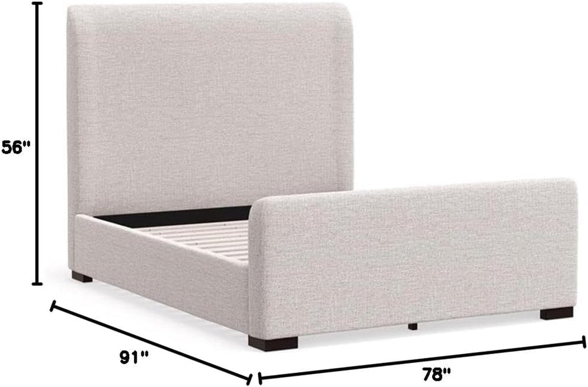 California King Platform Bed Stone Beige Upholstered
