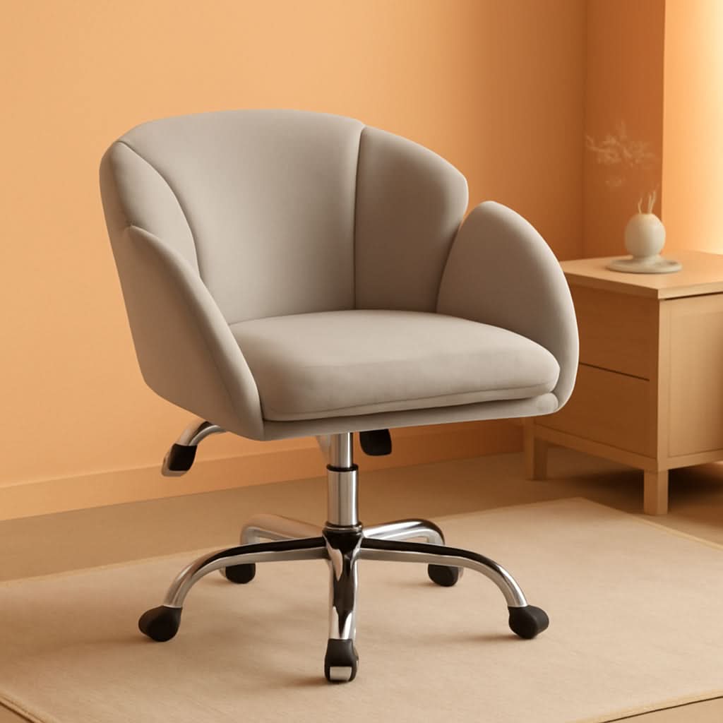 Velvet Desk Chair Armrests Light Gray Modern Office Chair-0