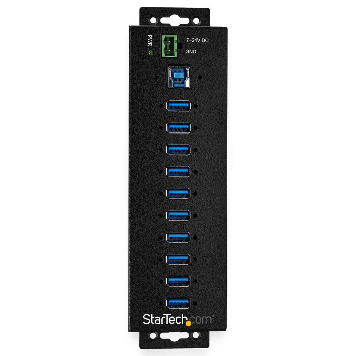Star Tech 10-Port USB 3.0 Hub with Power Adapter - Metal Industrial USB-A Hub with ESD & 350W Surge Protection - Din/Wall/Desk Mountable - High Speed USB 3.2 Gen 1 (5Gbps) Hub