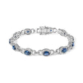 14K White Gold Vintage-Inspired Oval Blue Sapphire & Diamond Link Bracelet-0