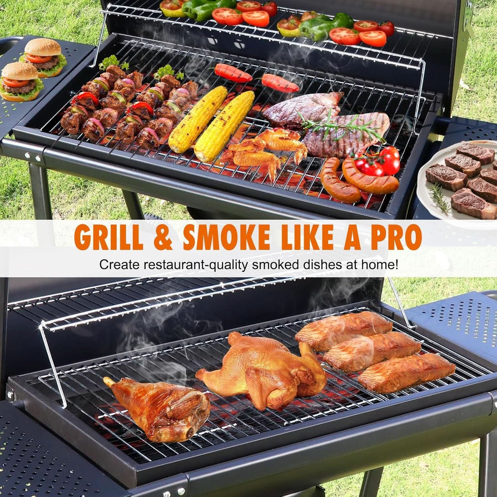 Charcoal Barrel Grill Featuring Extra Wide Side Tables-3