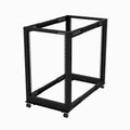 Star Tech 4-Post 18U Mobile Open Frame Server Rack, Four Post 19" Network Rack with Wheels, Rolling Rack with Adjustable Depth for Computer/AV/Data/IT Equipment - Casters, Leveling Feet or Floor Mounting