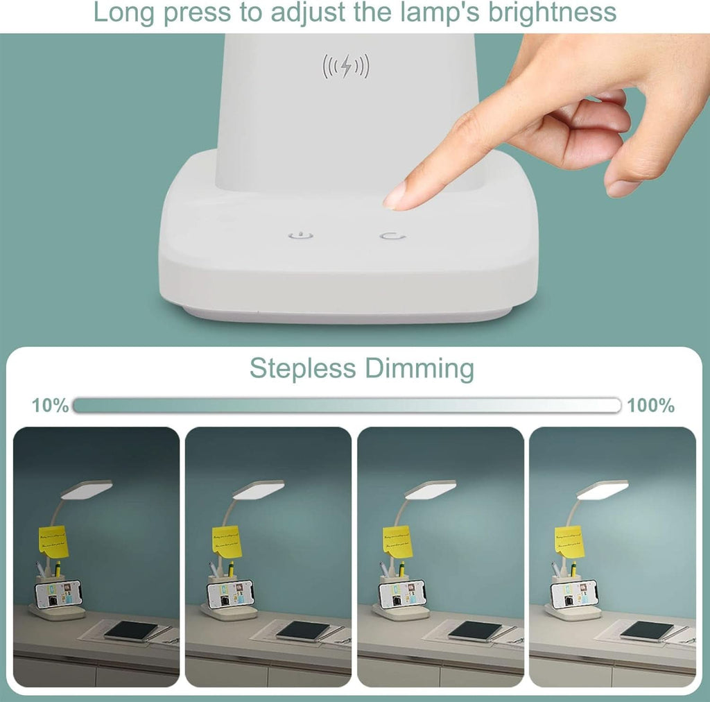 LED Desk Lamp With Wireless Charger White 800 Lumen-3
