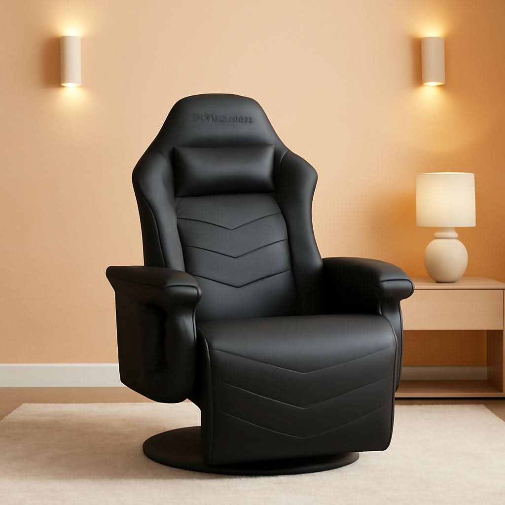 900 Gaming Recliner Black With Adjustable Leg Rest Cupholder-0