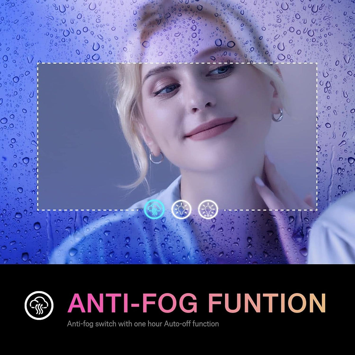 60x30 Inch RGB Dimmable LED Vanity Mirror Anti Fog Back lit-4