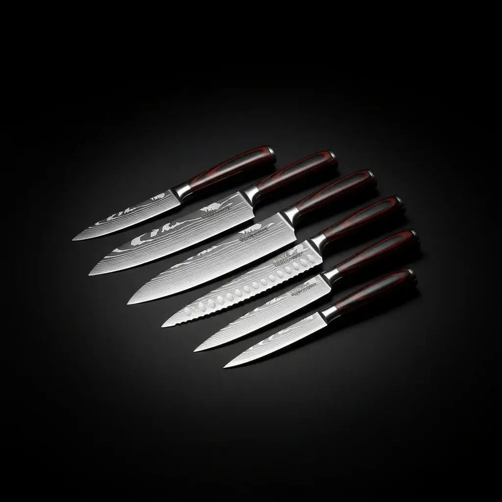 8-Piece Premium Stainless Steel Kitchen Knife Set with Wooden Handles