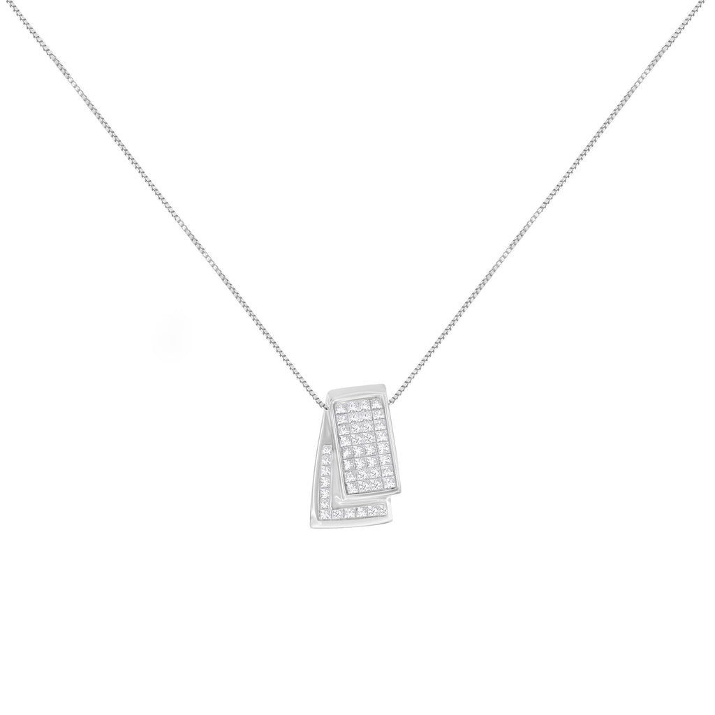 14K Gold 1.0 Cttw Princess Cut Diamond Two Tone Foldover Box Pendant 18” Box Chain Necklace (H-I Color, SI2-I1 Clarity)-3