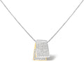 14K White and Yellow Gold 2.0 Cttw Princess Cut Diamond Two Tone Foldover Box Pendant 18” Box Chain Necklace (H-I Color, SI1-SI2 Clarity)-0