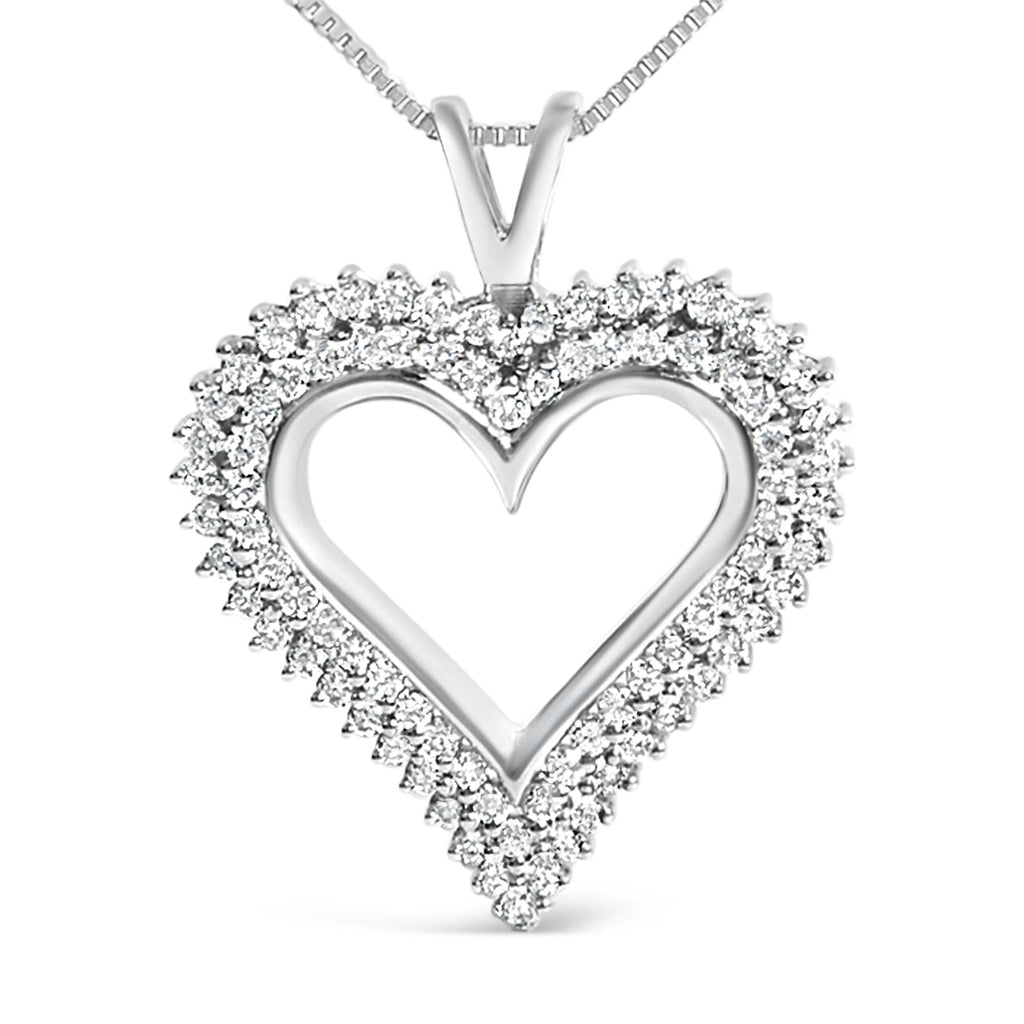 .925 Sterling Silver Diamond Heart 18" Pendant Necklace (I-J Color, I2-I3 Clarity)-1