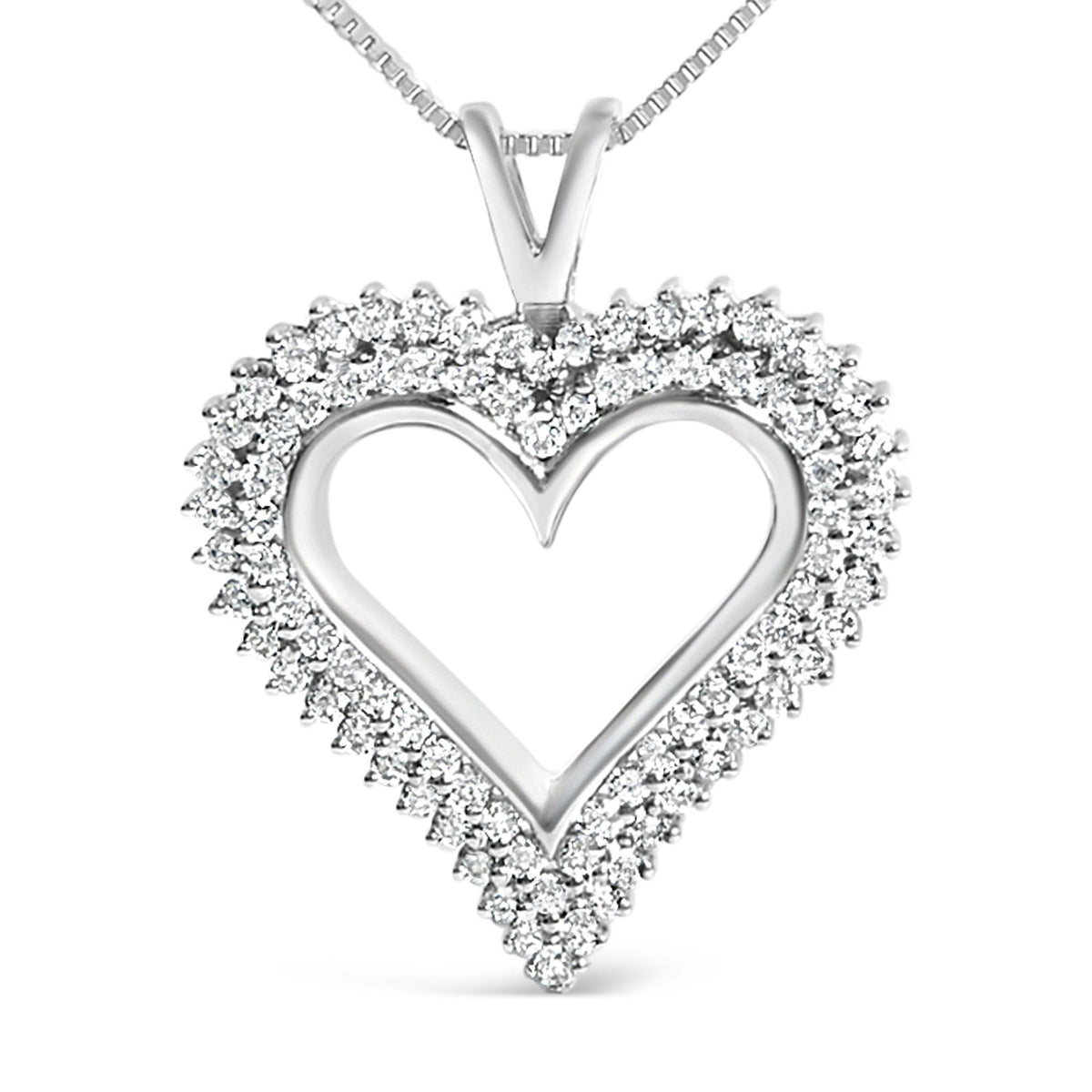 .925 Sterling Silver Diamond Heart 18" Pendant Necklace (I-J Color, I2-I3 Clarity)-1