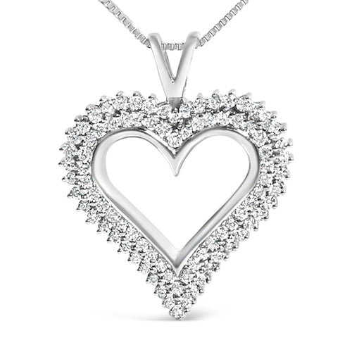 .925 Sterling Silver Diamond Heart 18" Pendant Necklace (I-J Color, I2-I3 Clarity)-1
