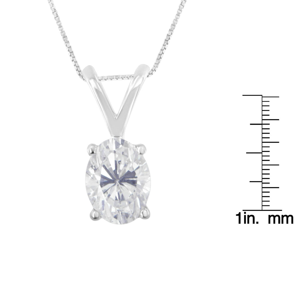 IGI Certified 10K White Gold 3/8 cttw Prong Set Diamond Oval Pendant Necklace (I-J Color, I1 Clarity) - Size 18"-4