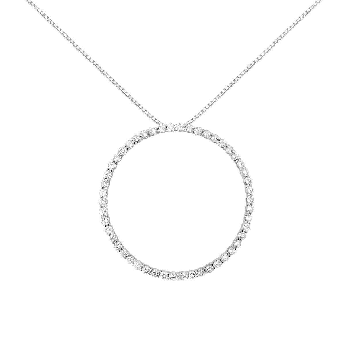 .925 Sterling Silver 4 cttw Prong Set, Round-Cut Diamond Open Circle Hoop 18" Pendant Necklace (J-K Color, I1-I2 Clarity)-0