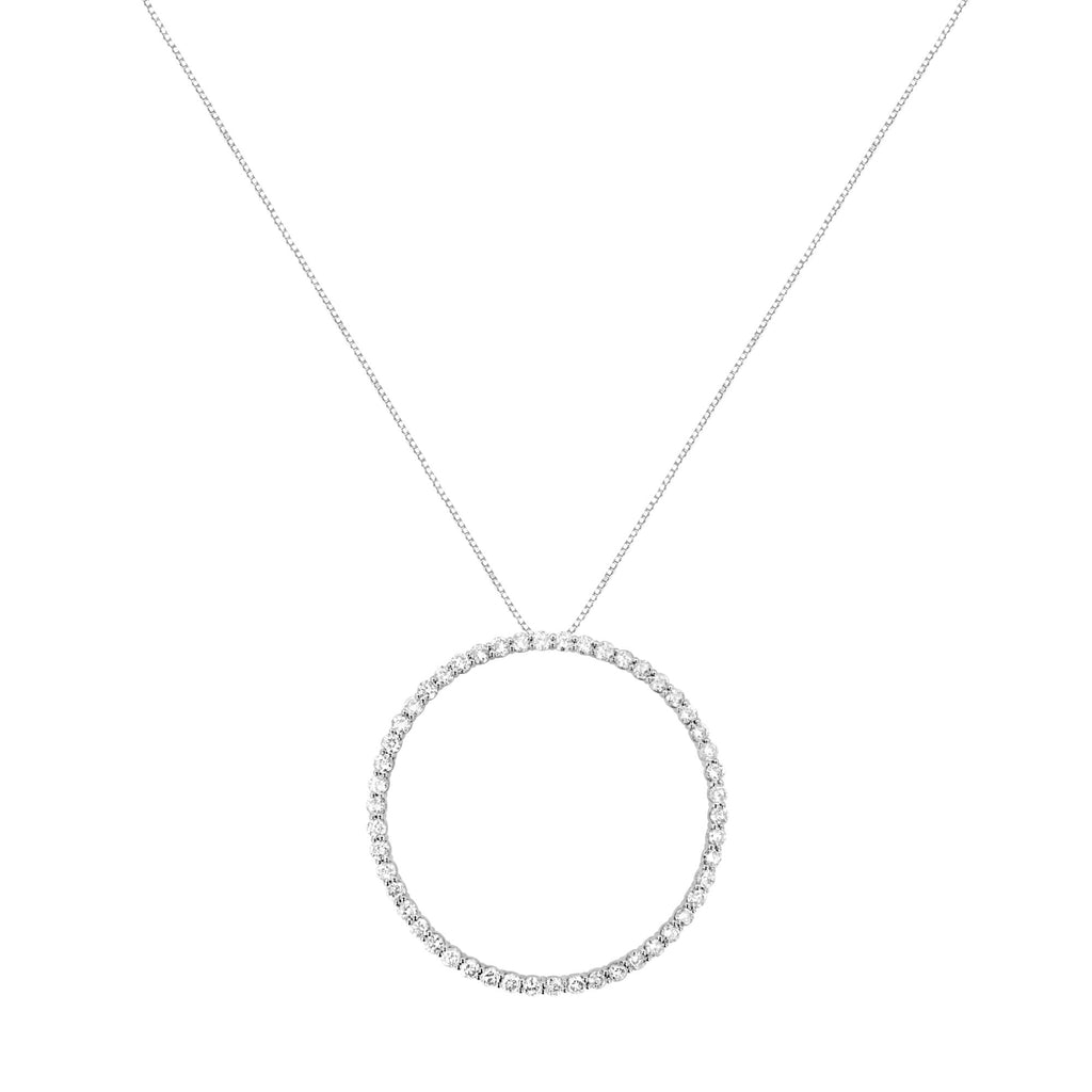 .925 Sterling Silver 4 cttw Prong Set, Round-Cut Diamond Open Circle Hoop 18" Pendant Necklace (J-K Color, I1-I2 Clarity)-1