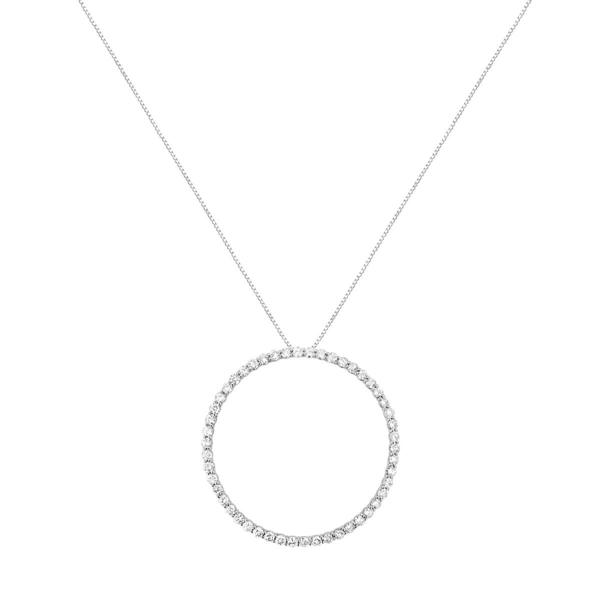 .925 Sterling Silver 4 cttw Prong Set, Round-Cut Diamond Open Circle Hoop 18" Pendant Necklace (J-K Color, I1-I2 Clarity)-1