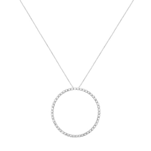 .925 Sterling Silver 4 cttw Prong Set, Round-Cut Diamond Open Circle Hoop 18" Pendant Necklace (J-K Color, I1-I2 Clarity)-1